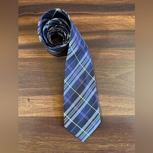 PRONTO UOMO 100%Silk Black Purple Striped Repp Tie